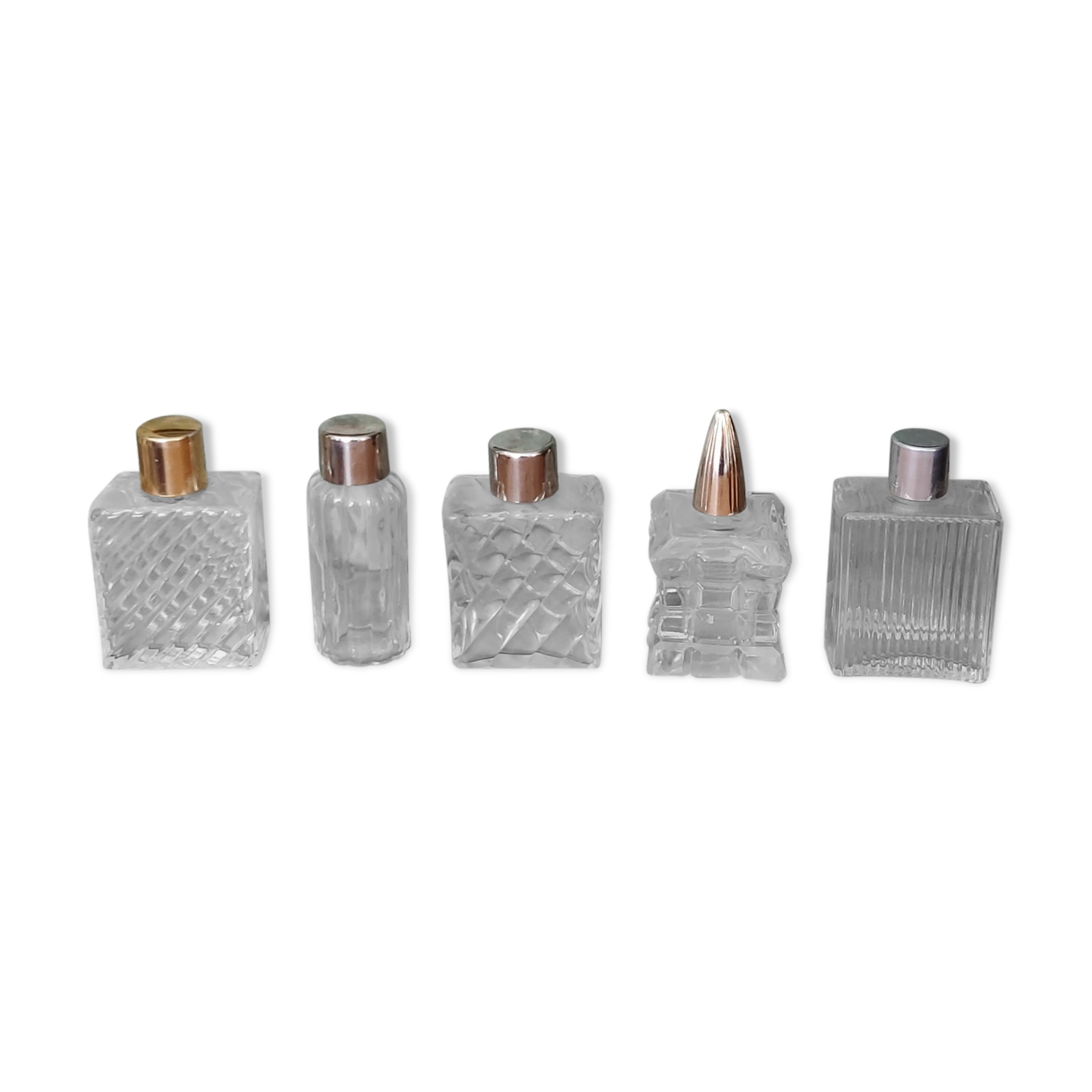 Set of 5 glass toilet bottles
