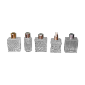 Lot de 5 flacons de toilette en verre