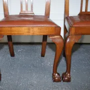 Chippendale Style Dining Chairs with Leather Seats, Set of 5