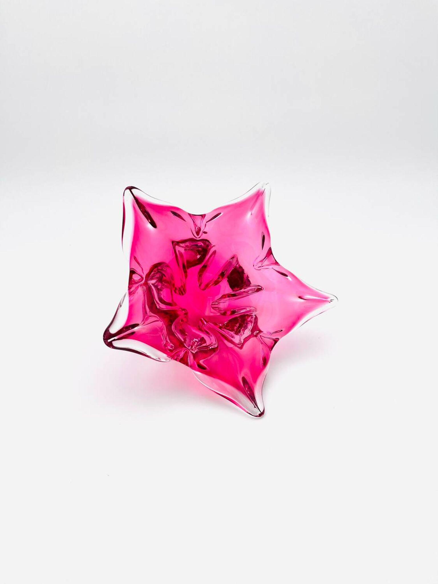 Coupe Sommerso Josef Hospodka - Cristal de Bohême Rose -Circa 1960
