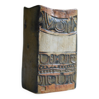 Brutalist stoneware vase by Louis Hudson circa 1950-1970