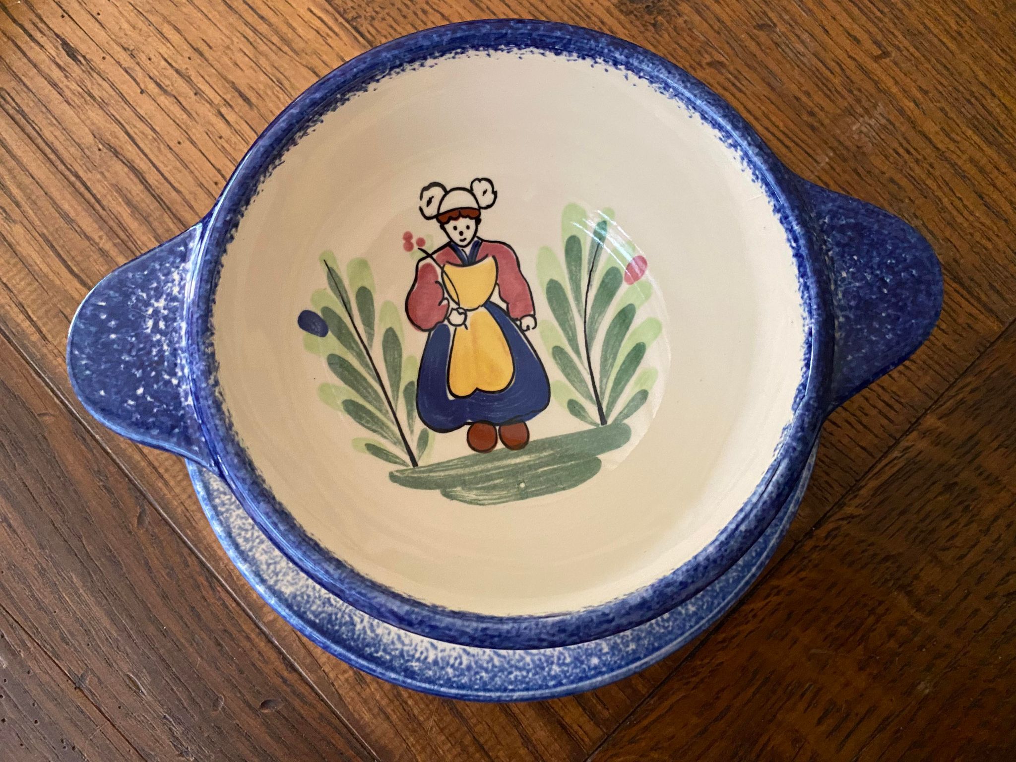 Breton bowl "Mamy" with its saucer, Pornic earthenware