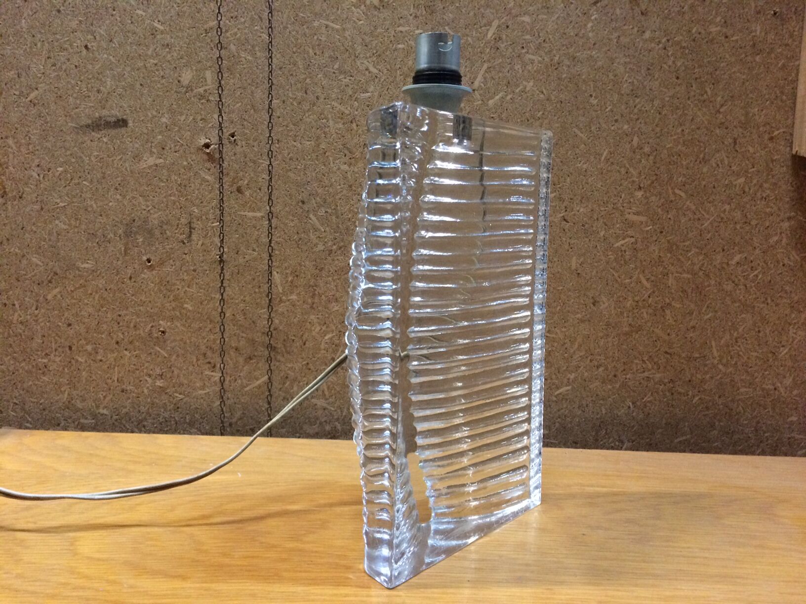 Vintage crystal lamp foot signed daum france - 70s