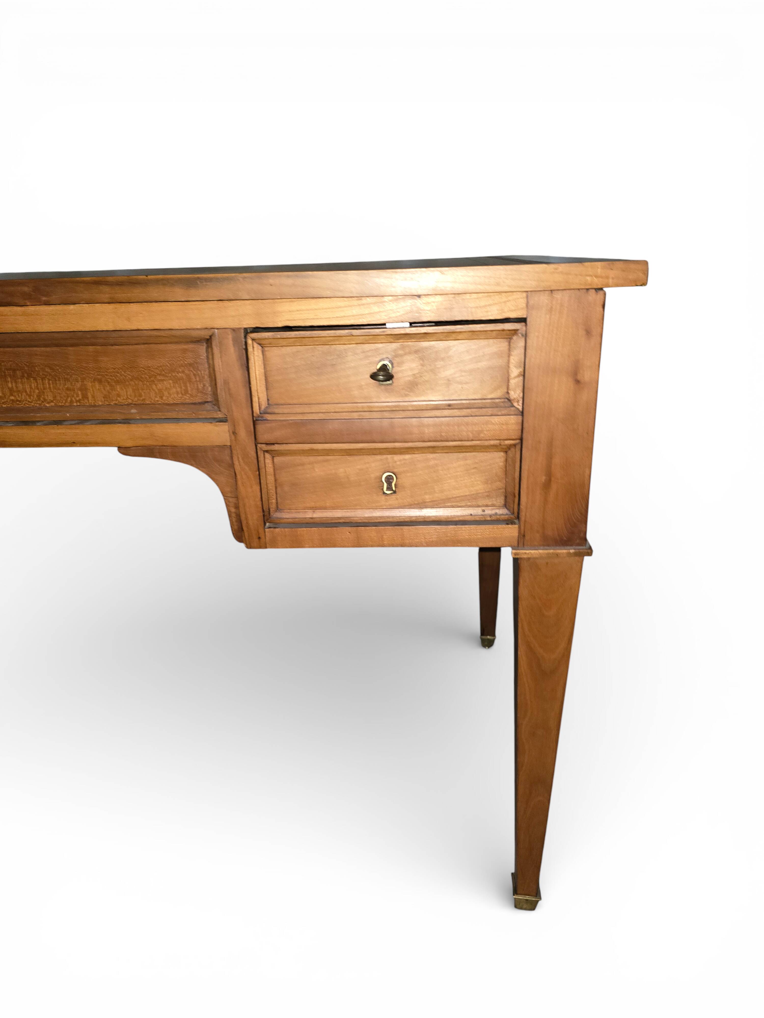 Antique Louis XVI / Directory desk – gilded leather – 5 drawers – keys