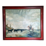 oil painting on canvas view of Camargue circa 1900-1920