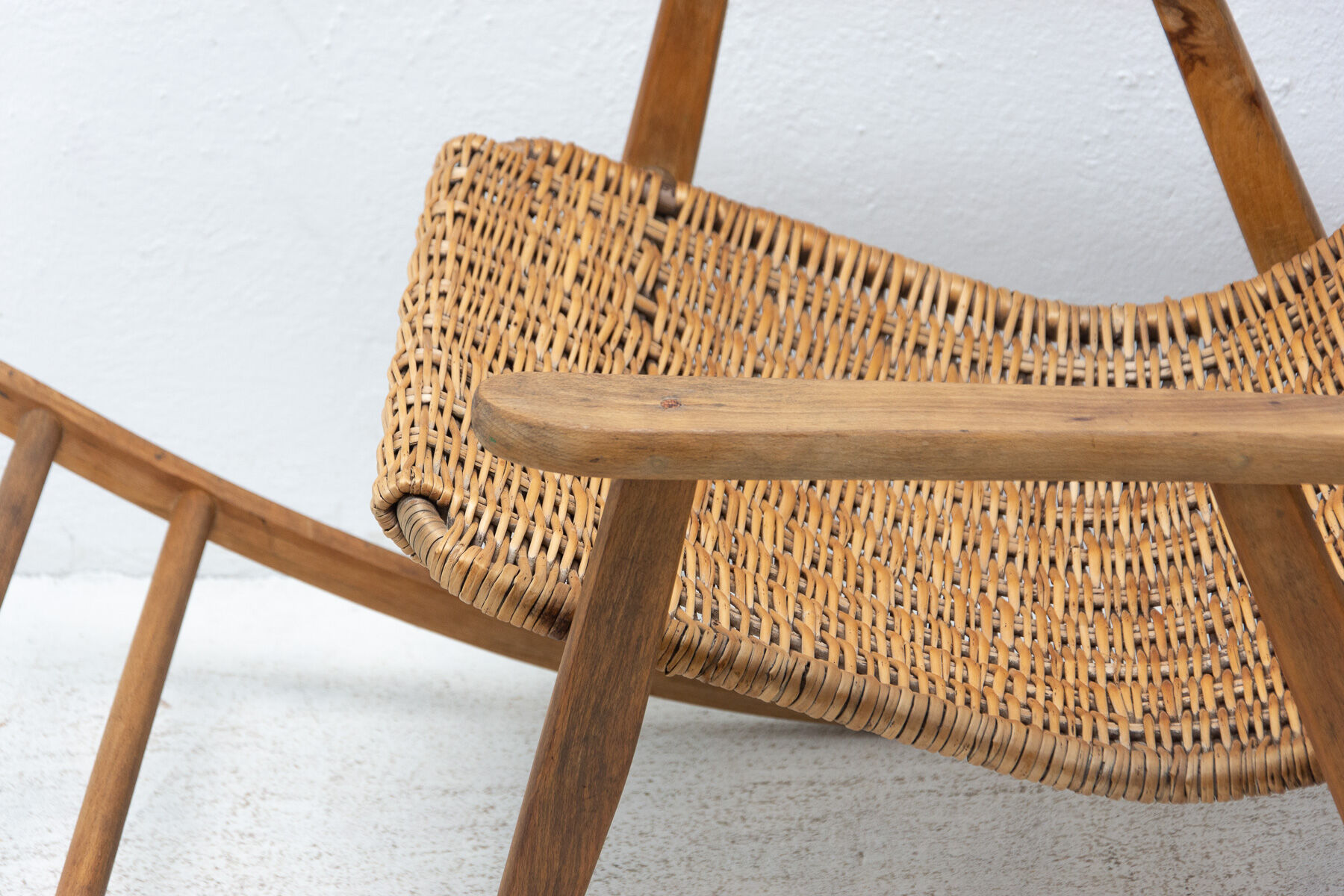 Mid century wicker rocking chair, czechoslovakia, 1960´s
