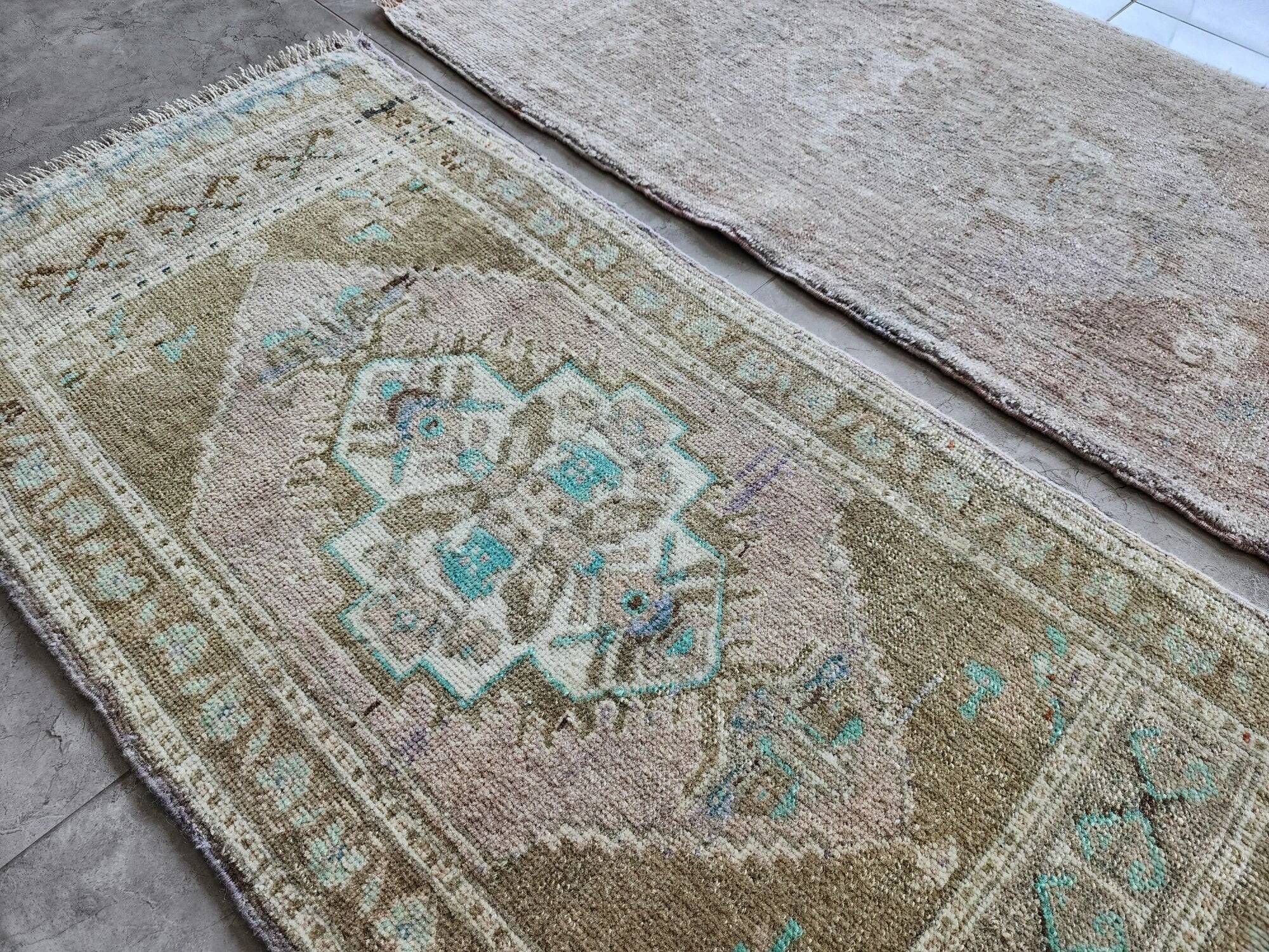 Set of 2 vintage handmade Turkish rugs 50x99 cm