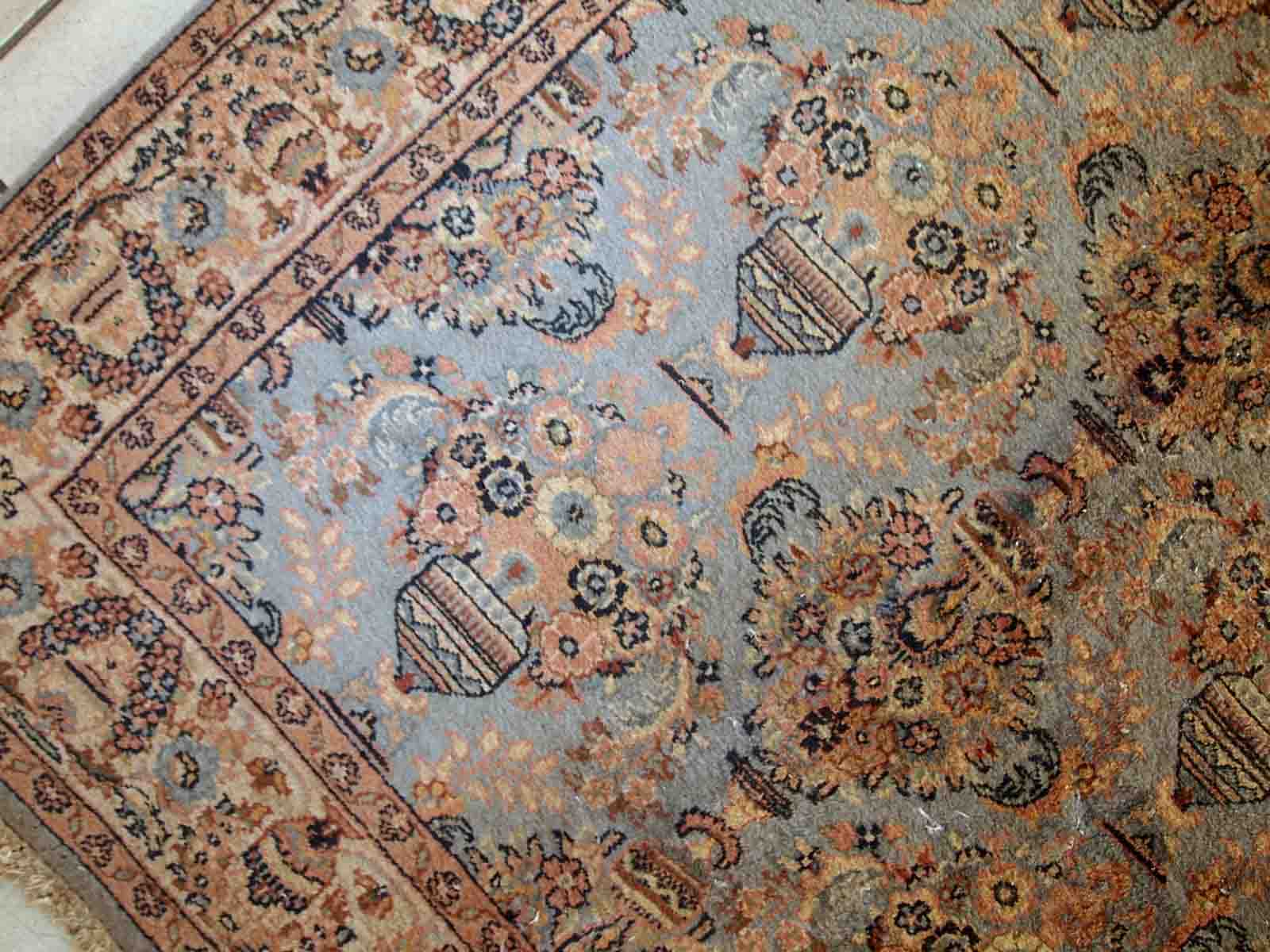 Vintage indian carpet tabriiz handmade 126cm x 188cm 1960s, 1c736