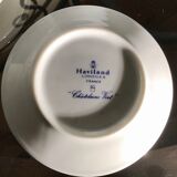 4 cups and saucers made of porcelain from Limoges, Haviland, green Châtelaine model