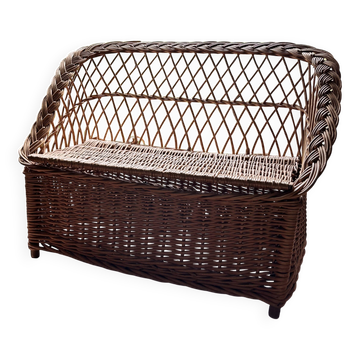 Banquette coffre osier