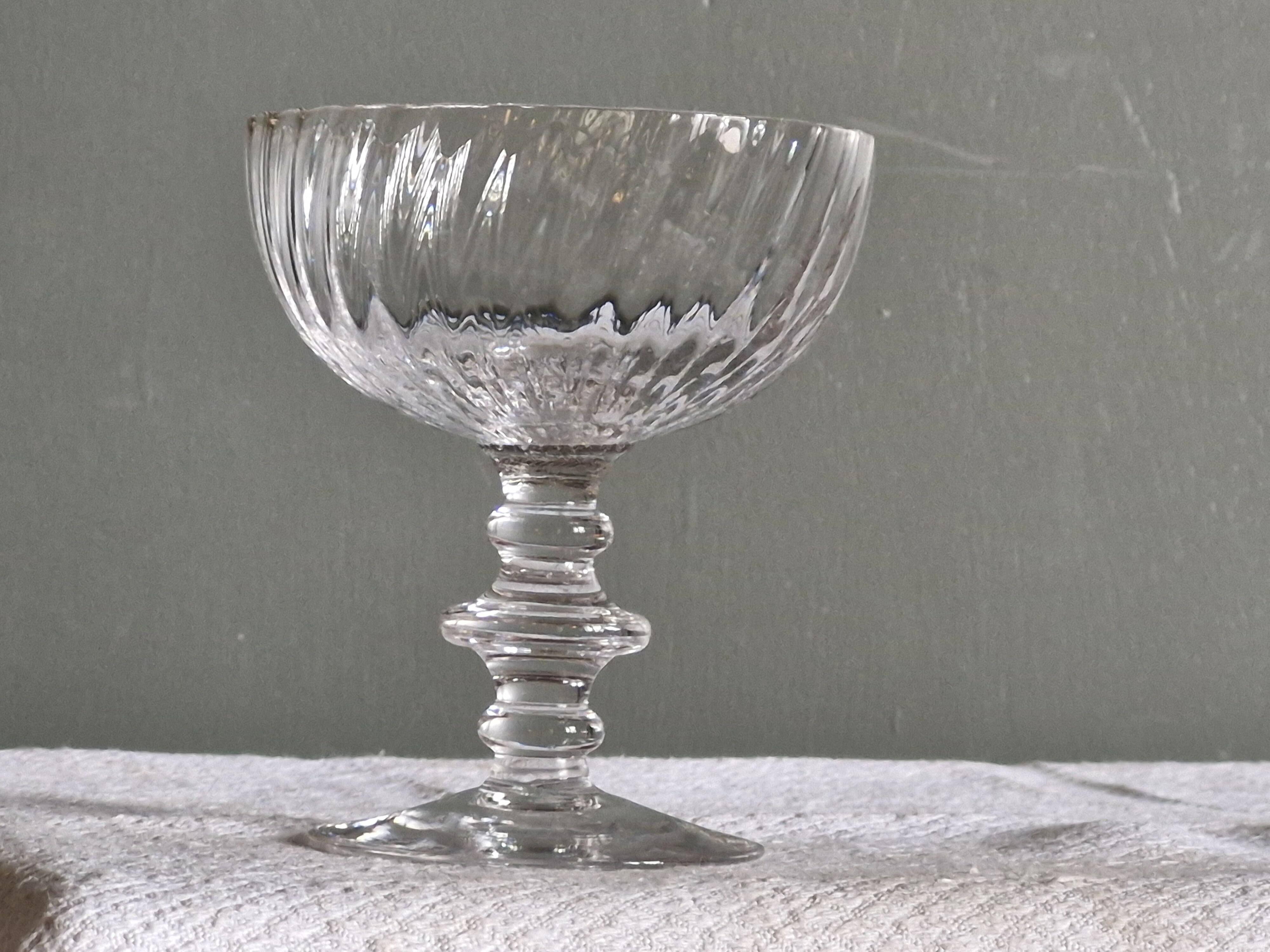 11 crystal champagne coupes - late 19th century