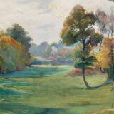 Painting dated 1916 "Coin de la Nièvre" by Louis Morel (1871-1954) + frame