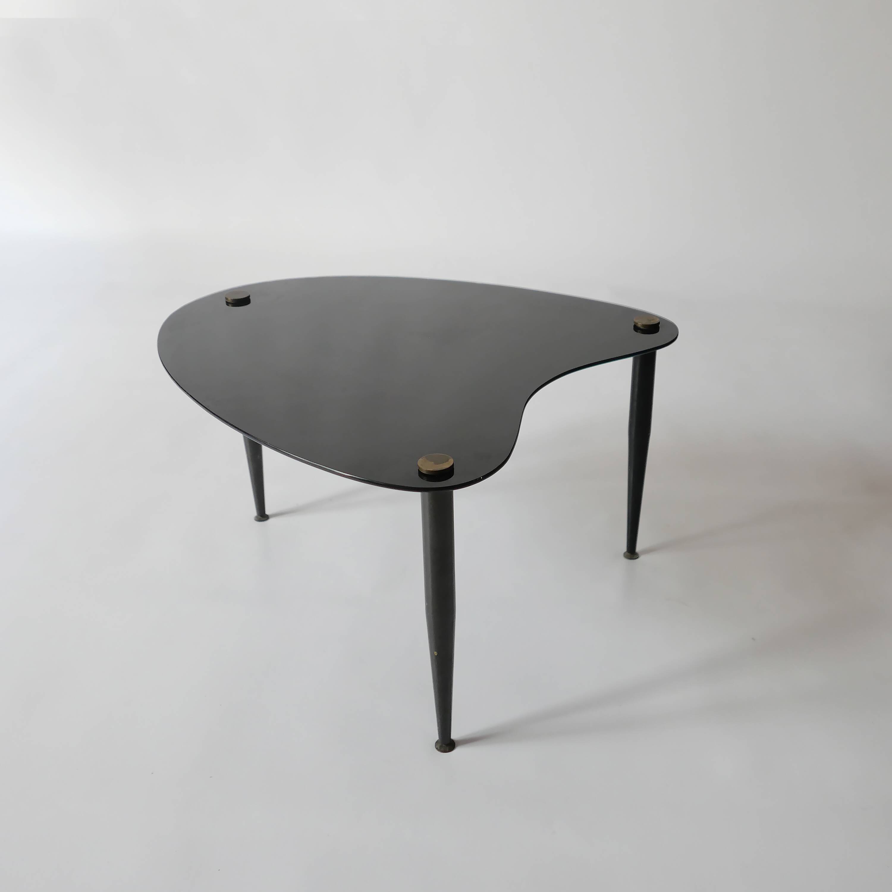 side table black glass free form 1950s 1970s Guariche