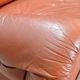 Brutalist Sculptured Brazilian Style Cognac Leather Lounge Chair, 1970s