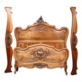 Centre bed Louis XV Baroque curved walnut circa 1850