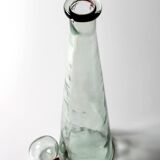 Mid-century Georgia Green Tall Decanter with Cork Original Stopper / Italy