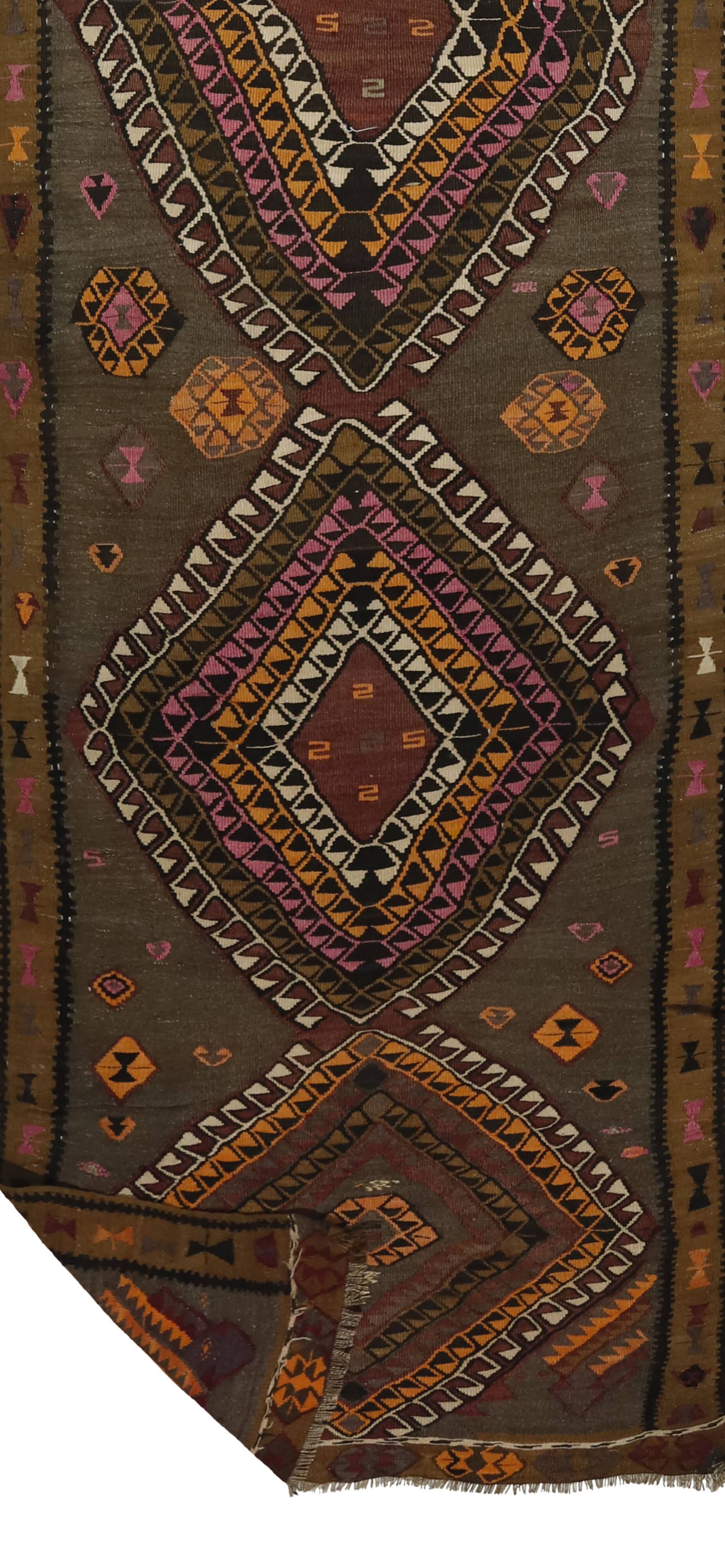 Anatolian handmade kilim rug 435 cm x 115 cm