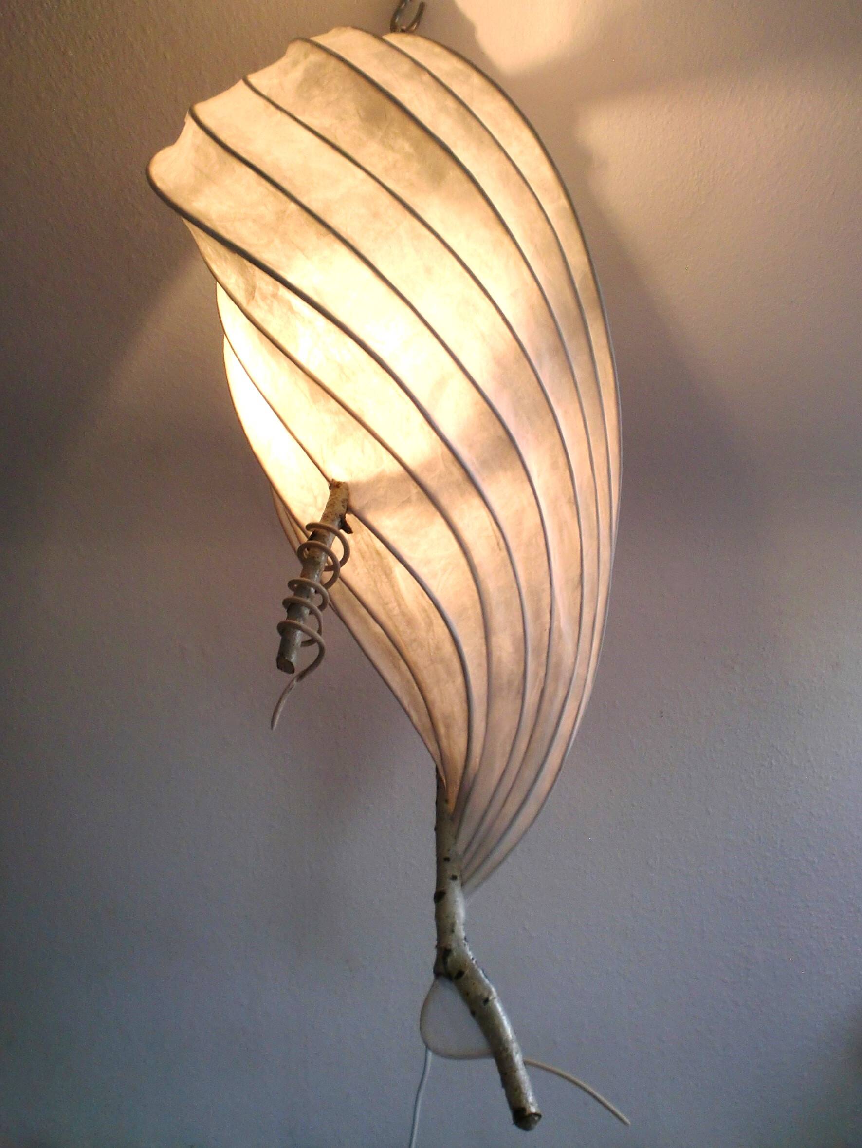 Organic Light Sculpture Wall Hanging Lamp, Birch Branch +Paper