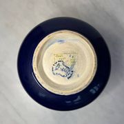 Longwy enamel cachepot, royal blue cloisonné decoration (16 cm)