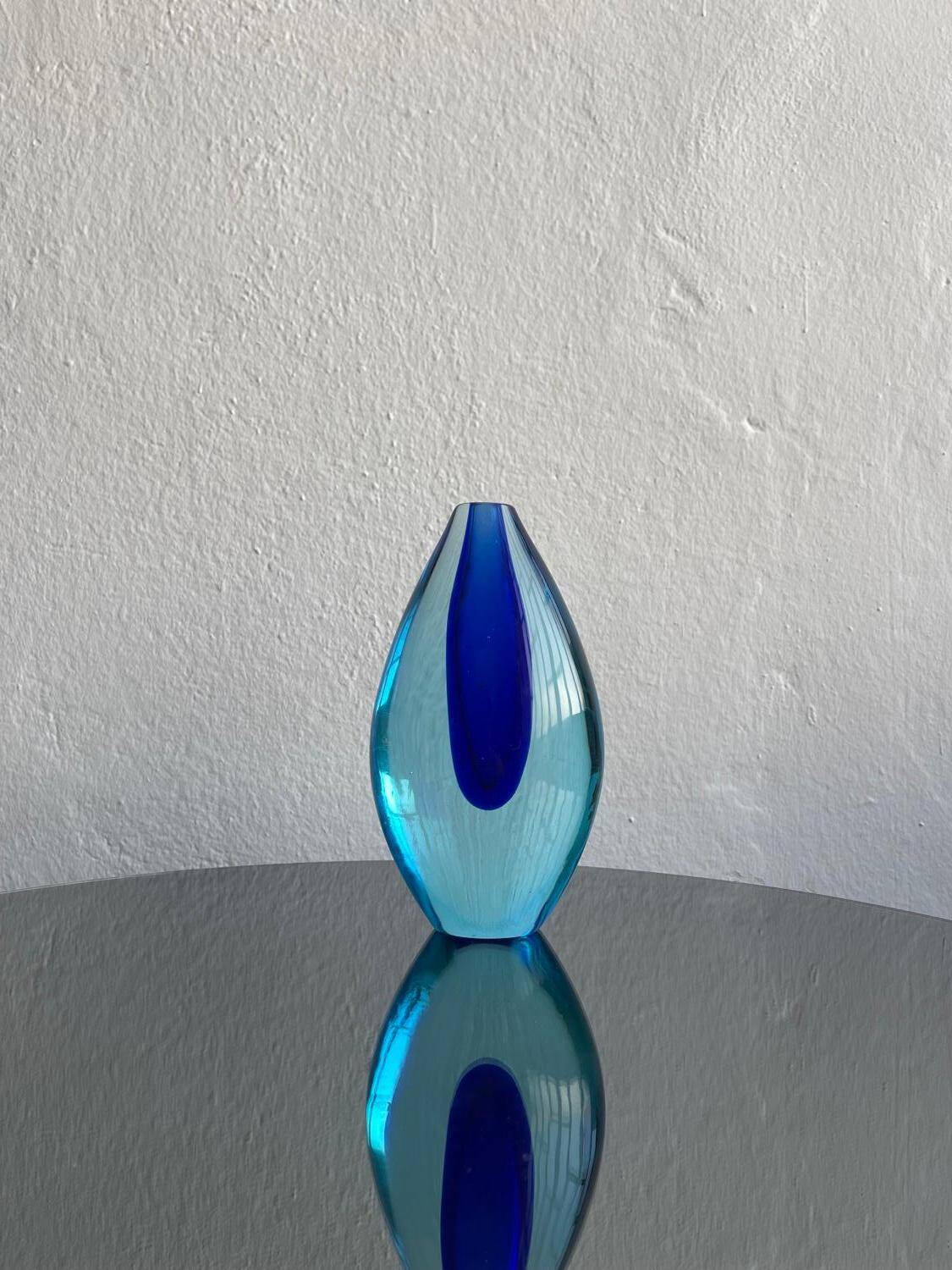Blue Sommerso Vase by Flavio Poli for Seguso, Murano, Italy, 1960s