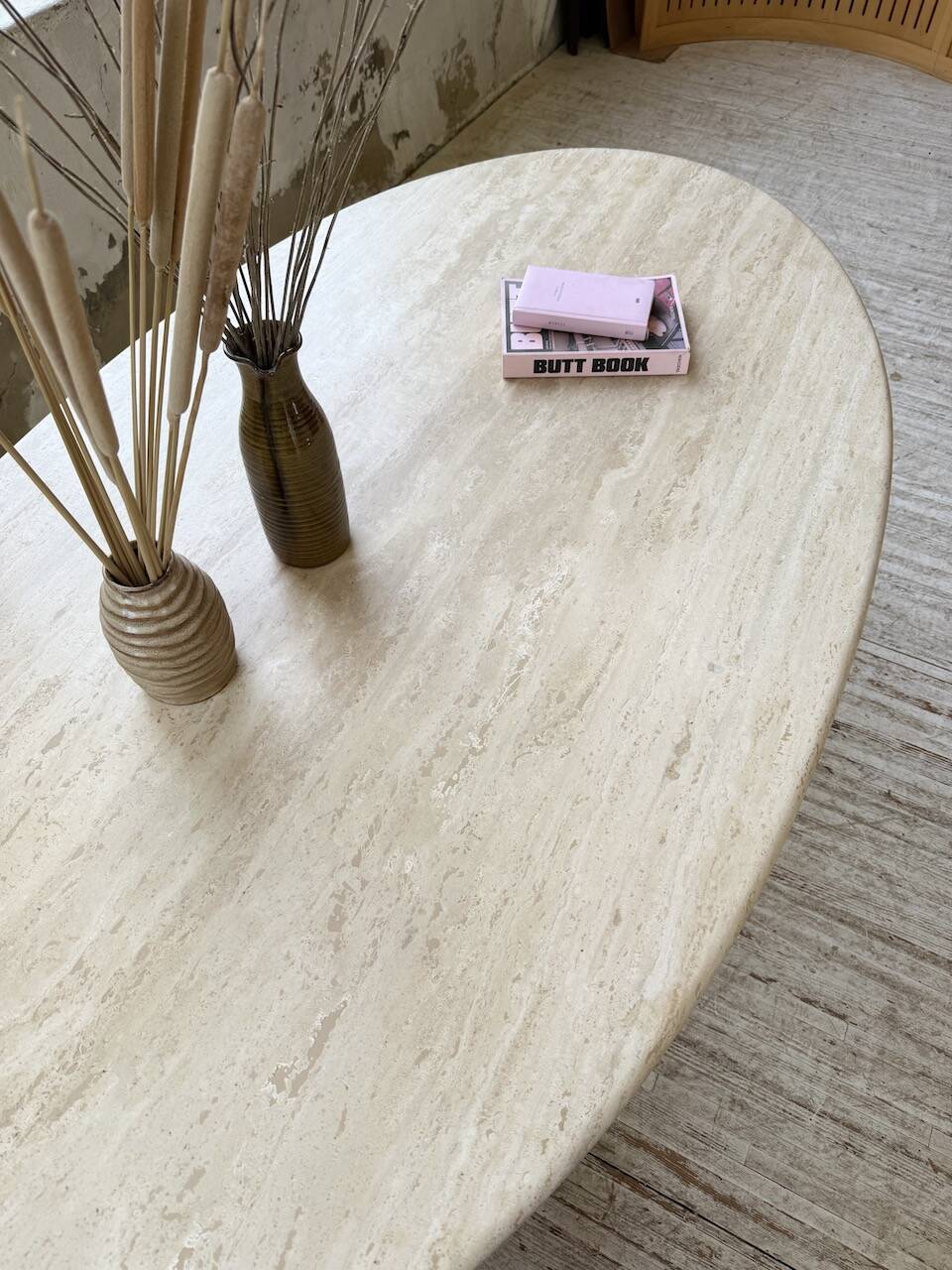 Travertine dining table 1970 Italy Tobia Scarpa