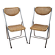 Pair of vintage metal and cane folding chairs