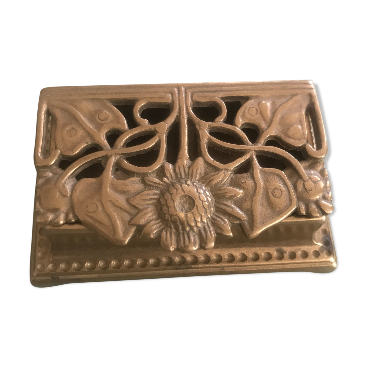 Art Nouveau brass stamp box