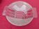 Compotier / fruit bowl in frosted molded pressed glass from the 1940s