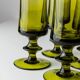 4 green Murano glass drinking glasses - mid-century Italian stemware, olive - 1970s retro cocktail set