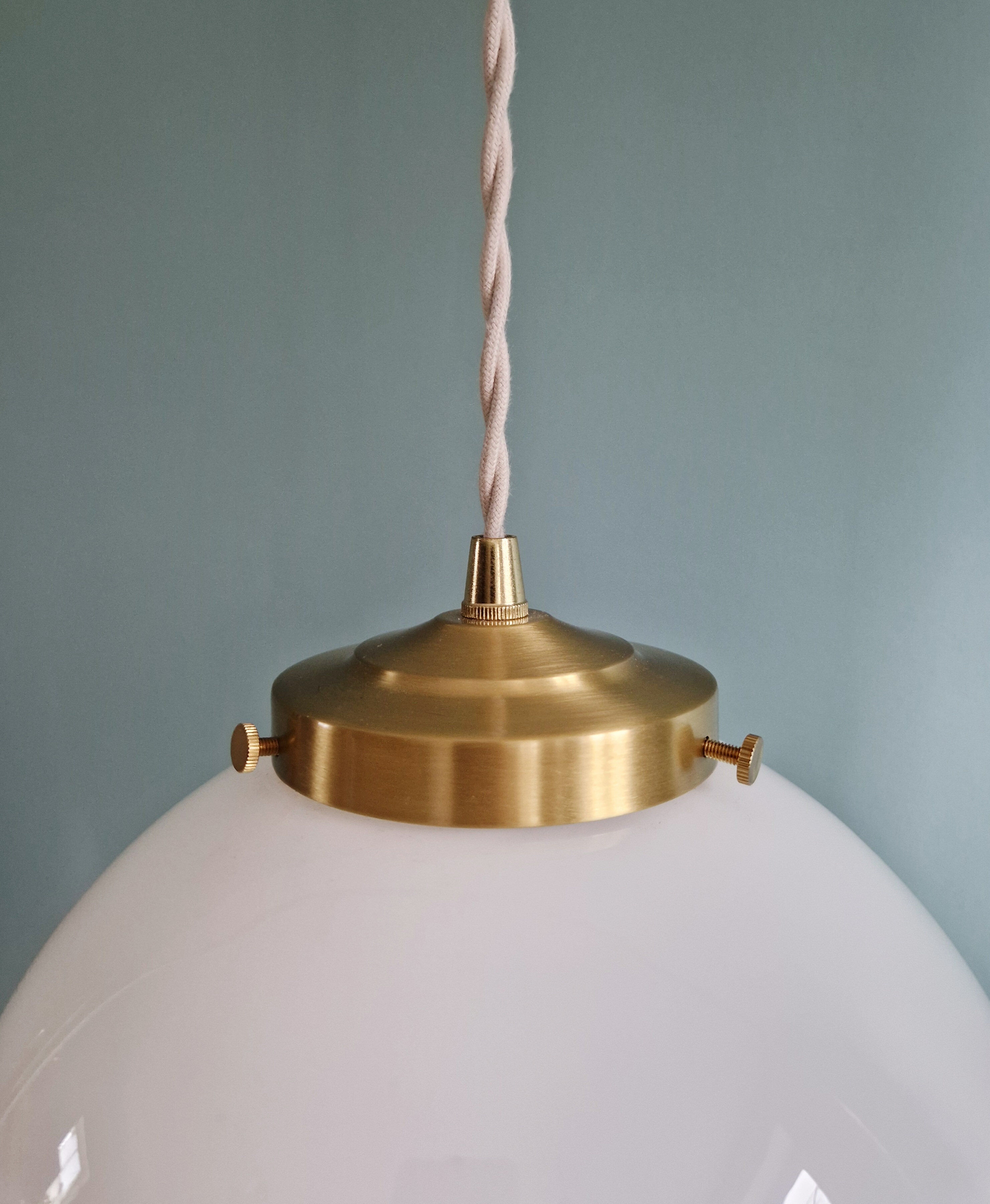 Art Deco suspension in white opaline and brass