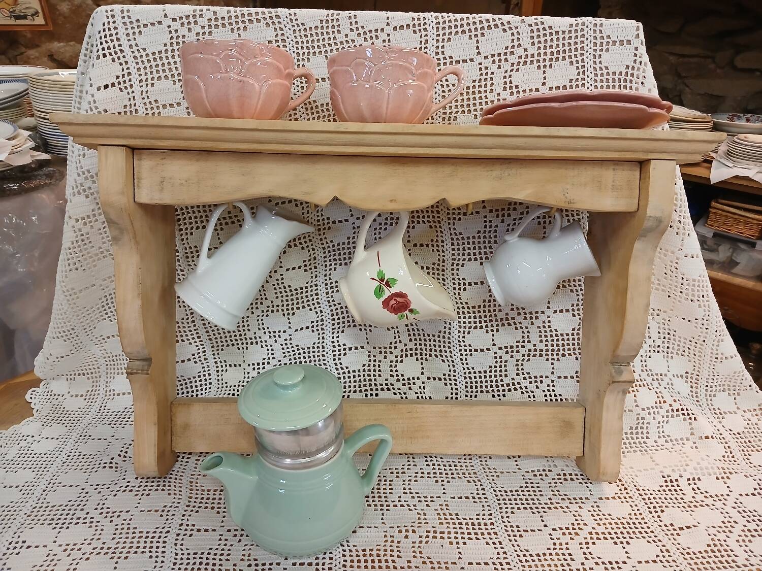 Antique solid wood wall shelf