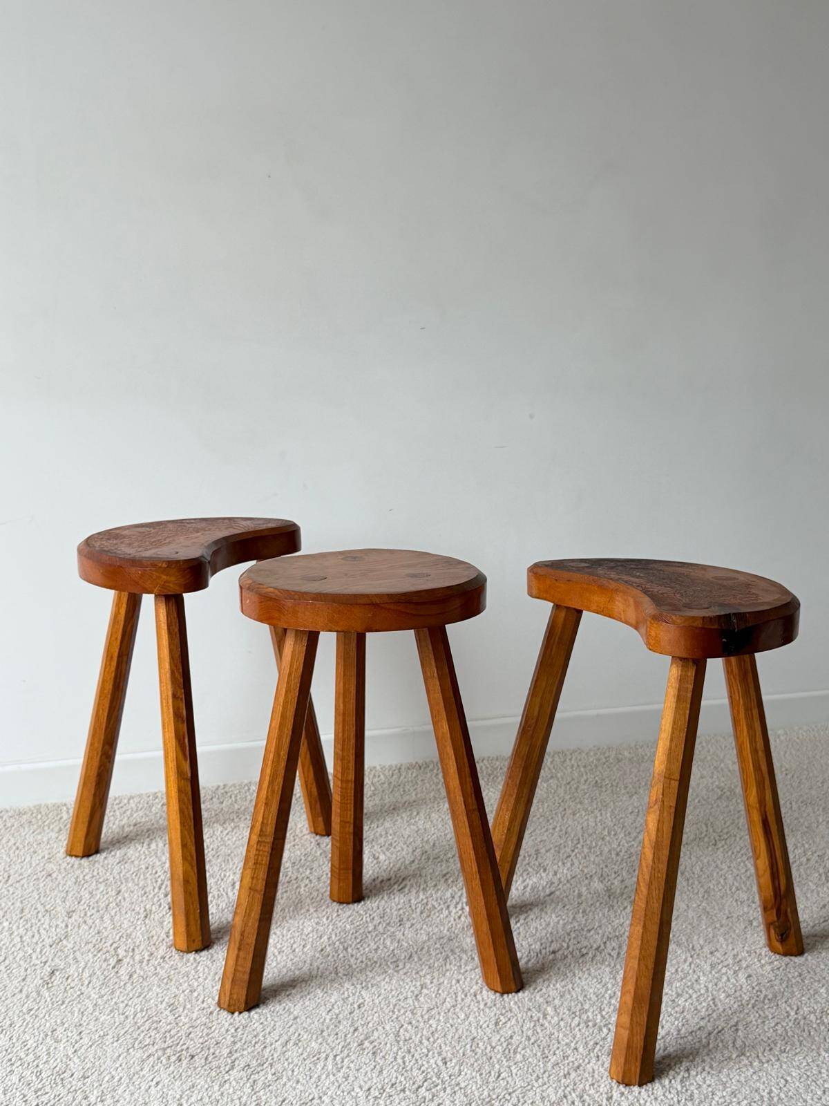 Vintage tripod stool trio