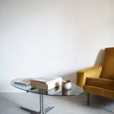 Glass and chrome coffee table