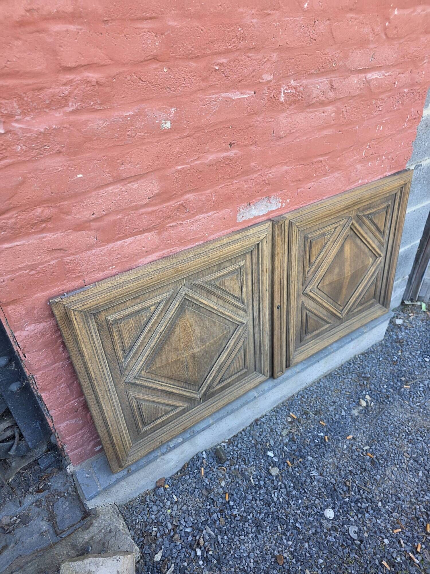Pair of old solid oak doors
