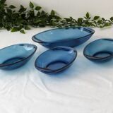 Set de 4 coupelles bleues type Vereco