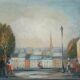 Michel Pabois: Paris, view over the rooftops, original oil on canvas signed.
