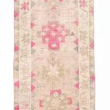 3x13 Rug For Kitchen Pink Beige Herki Vintage Runner Rug, 79x402Cm SK 4146