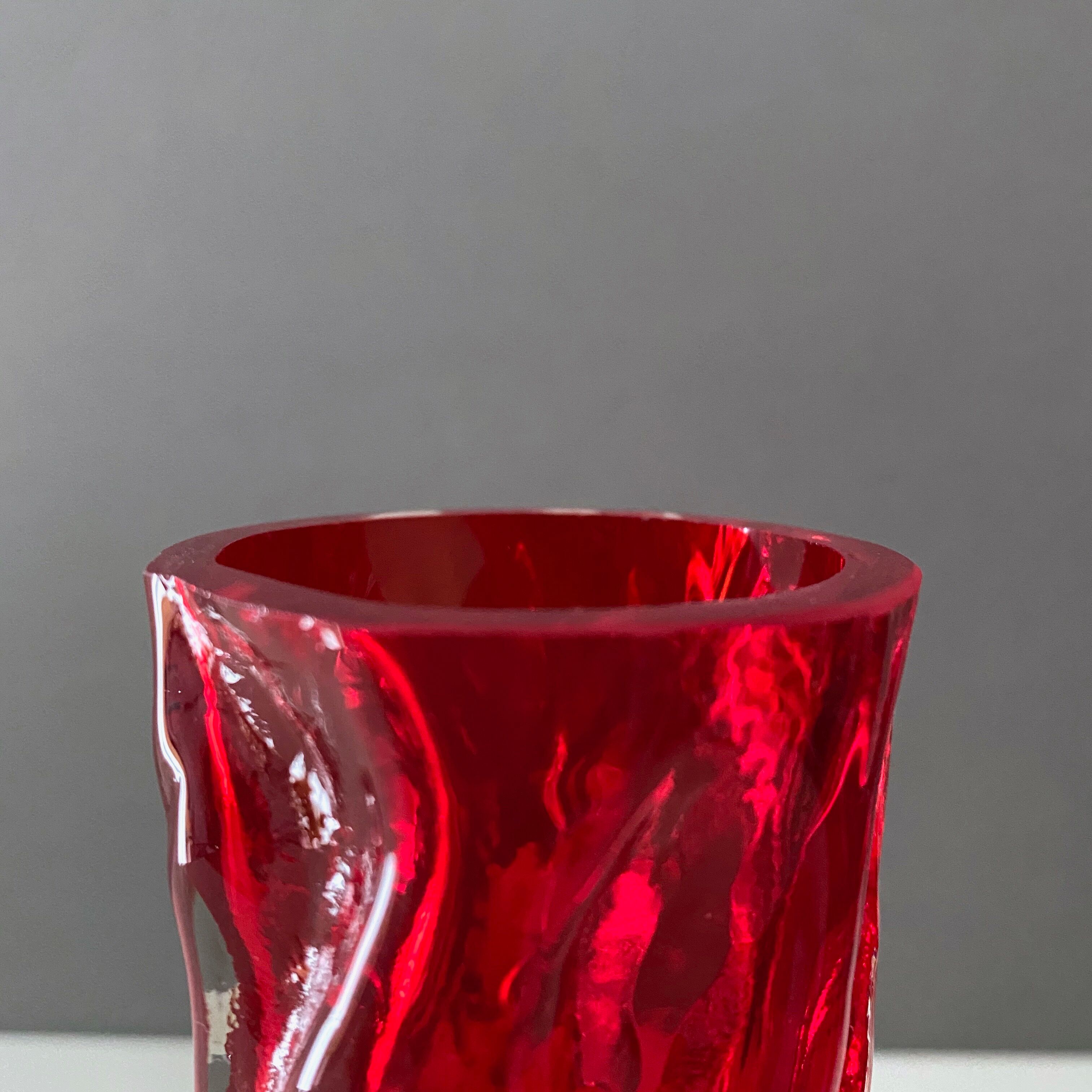 Rock crystal glass vase, Ingrid Glas Germany, 70's