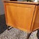 schoolmaster's desk, wood and metal, with drawers and cupboard