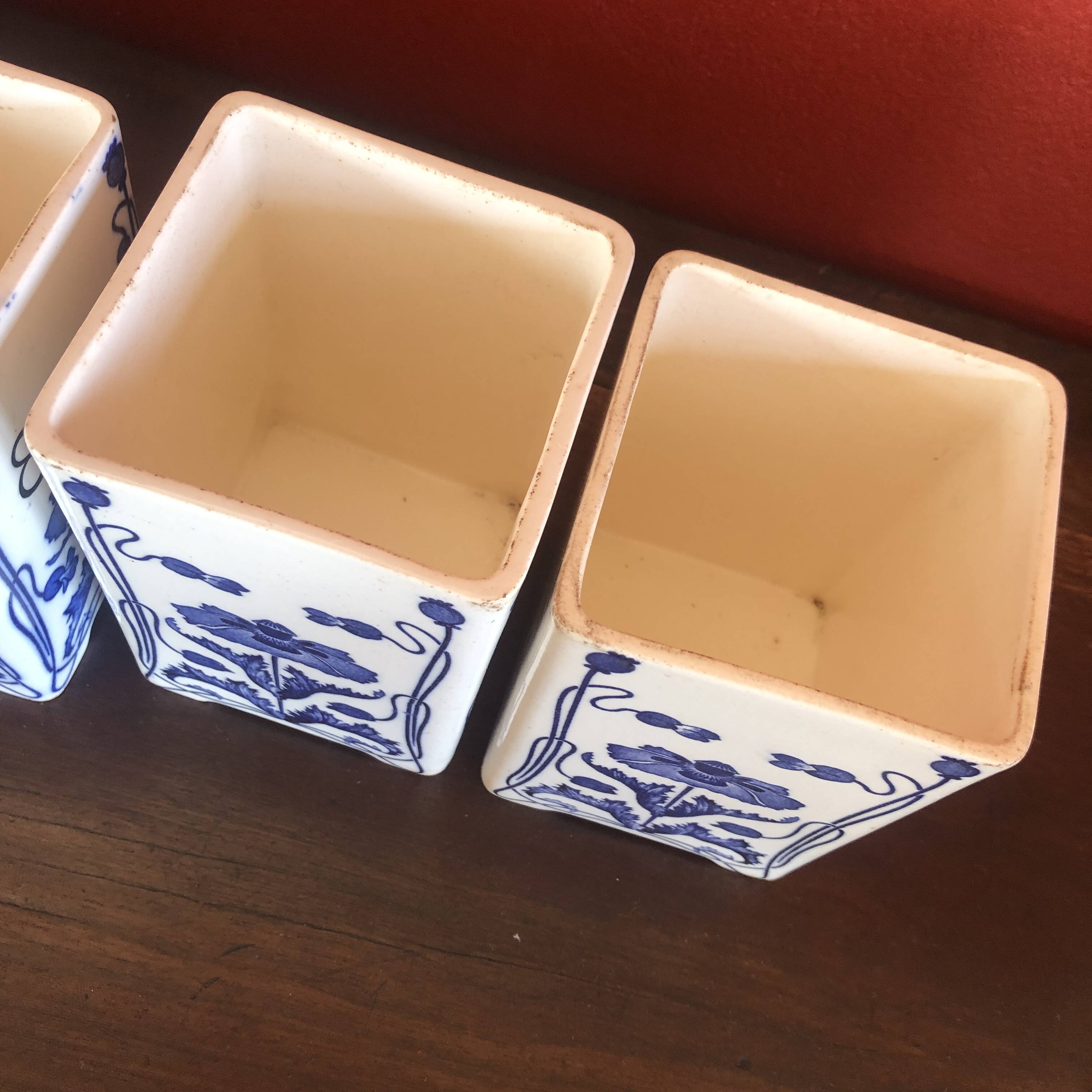 5 cobalt blue flower spice jar