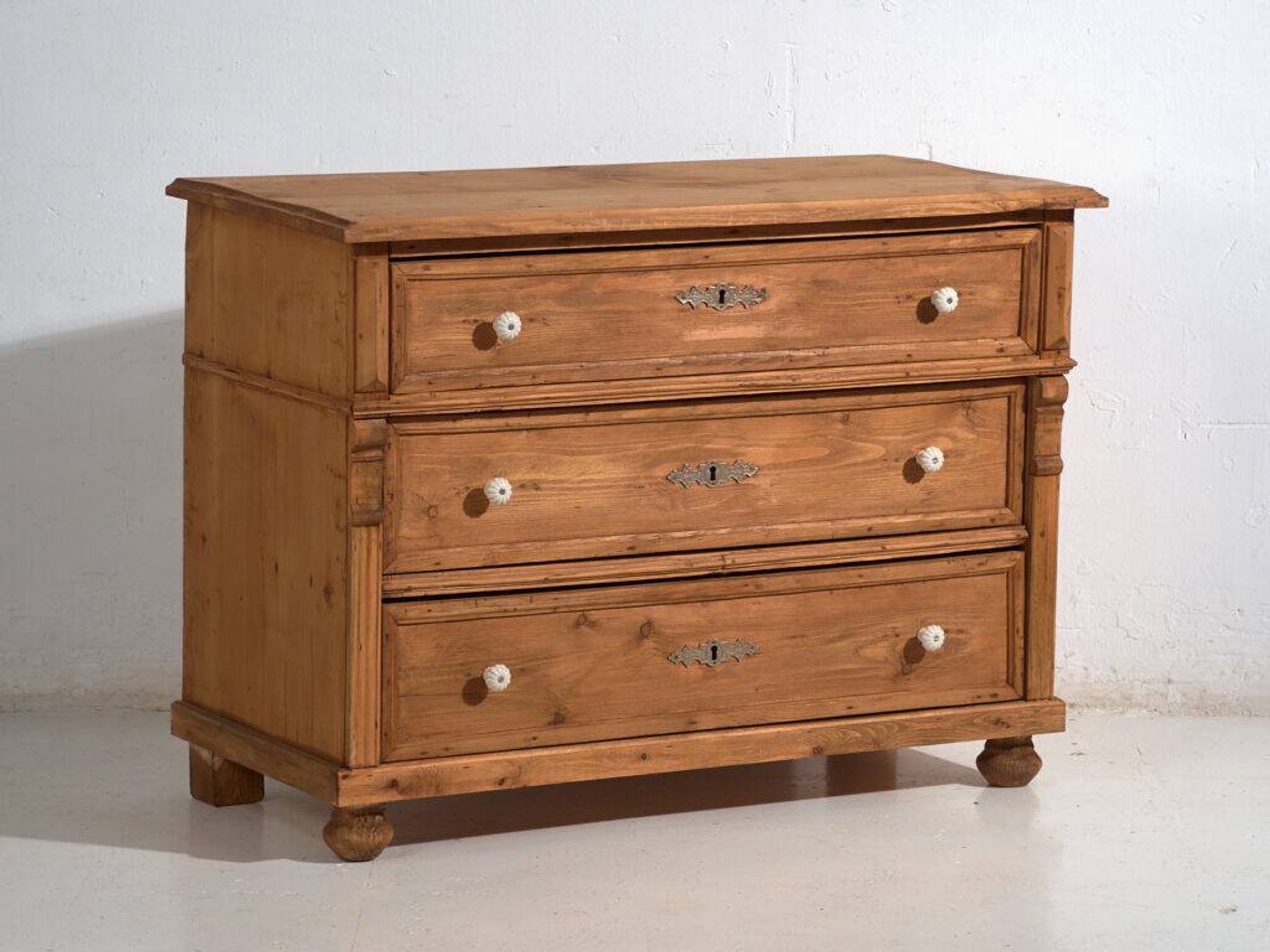Antique solid pine chest of drawers – European rustic furniture – circa 1900