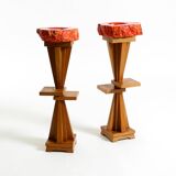 Two mid-century standing ashtrays consisting of red Alabaster cup
