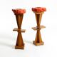 Two mid-century standing ashtrays consisting of red Alabaster cup