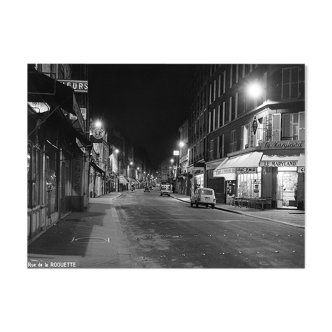 Photo print framed Paris 1965 Paris XI rue de la Roquette by night