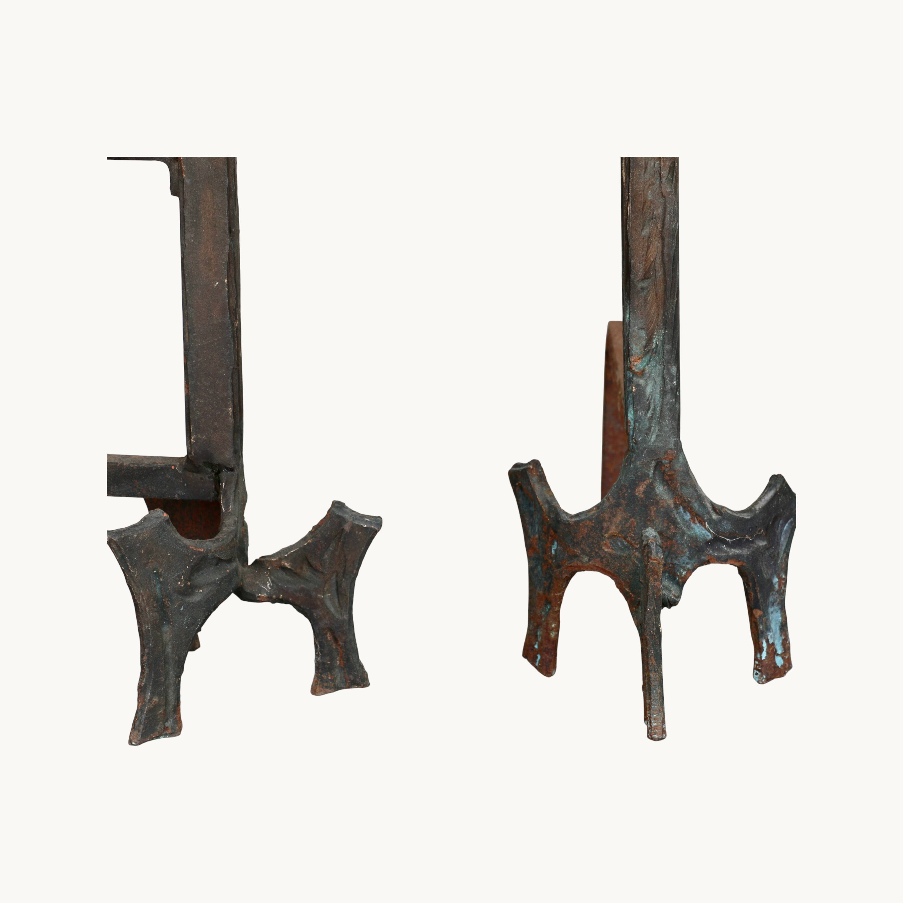 A pair of andirons, Italy 1950s.