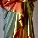 Ancient plaster statue of the Virgin and Child Jesus - hand painted - 54 cm - 1936