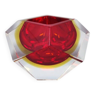 1960s Gorgeous Red and Yellow Ashtray or Catch-All By Flavio Poli for Segus