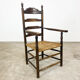 Antique oak wooden farmhouse armchair with cane seat Zutphen