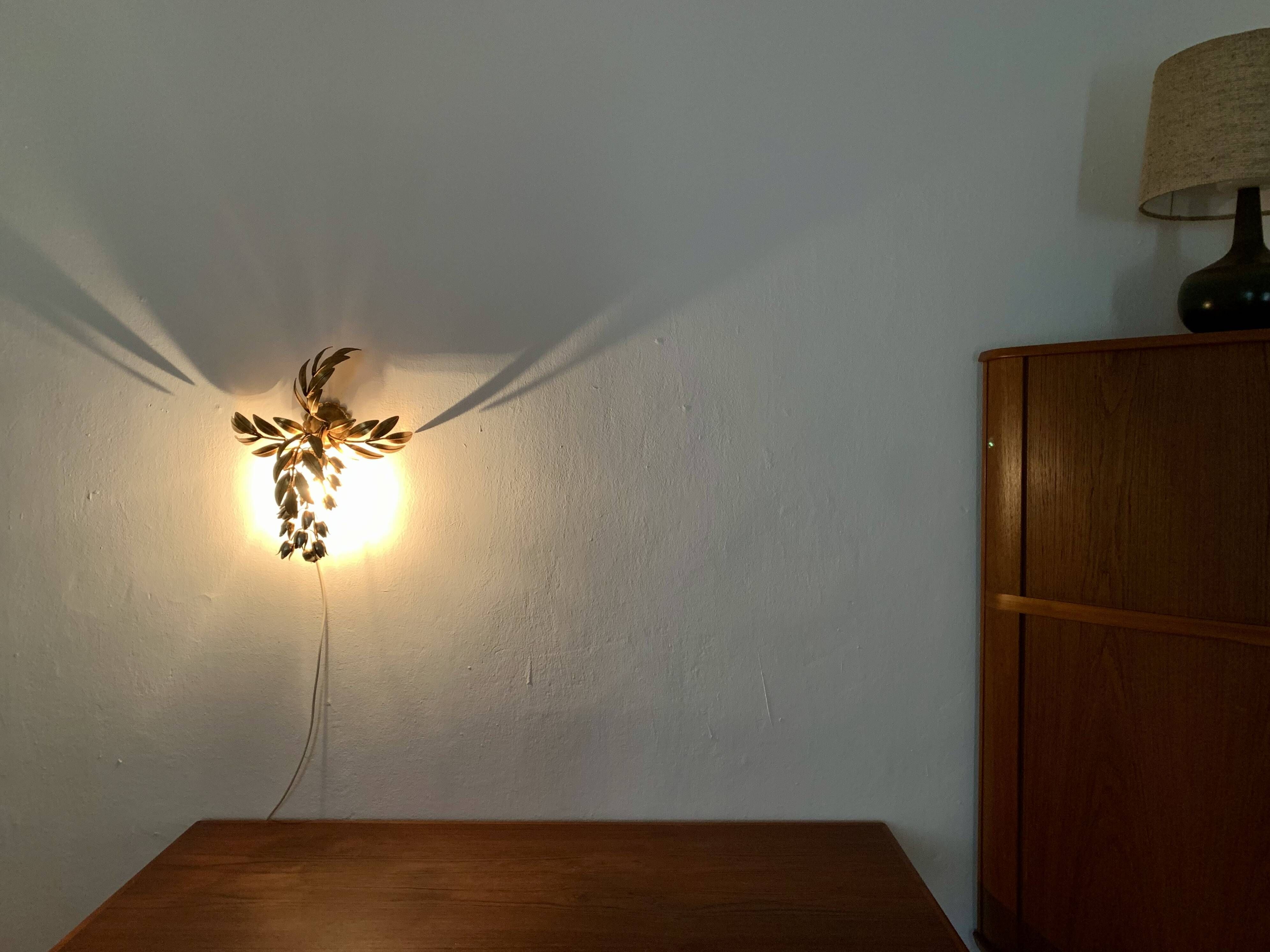 Set of 2 Amazing Italian Hollywood Regency Gilded Wall Lamps by Hans Kögl