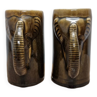 Vintage Thai Celadon Mugs Elephant, from the 60s